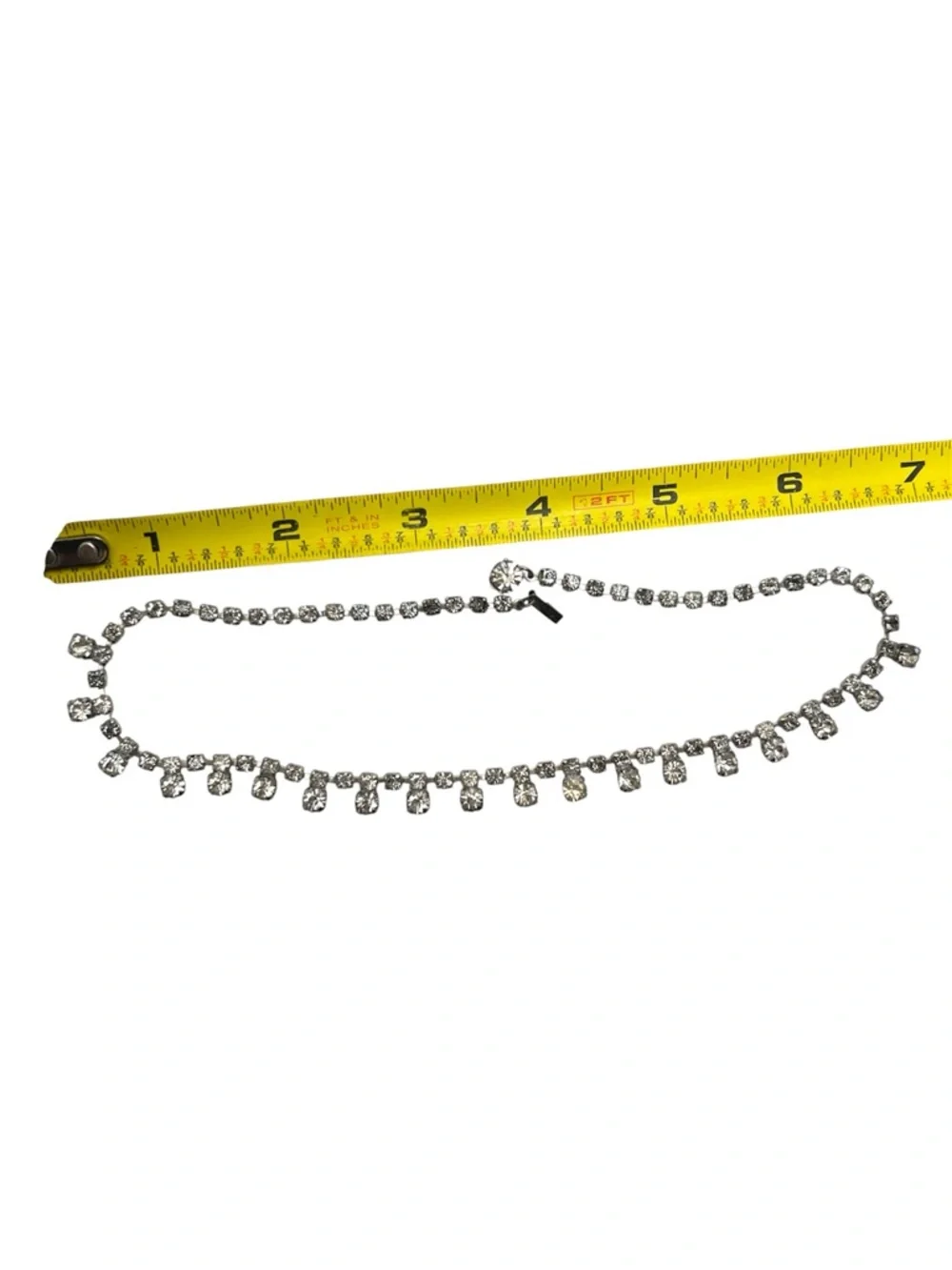 14” • Vintage • Silver • Clear Rhinestone Crystals • Tennis Necklace